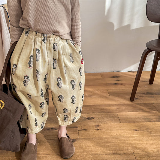 アニマル柄コットンハーレムパンツ正面画像
