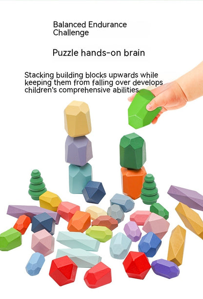 カラフルな木製バランスストーンおもちゃ
