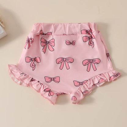 リボン柄ショートパンツ 単体の全体
