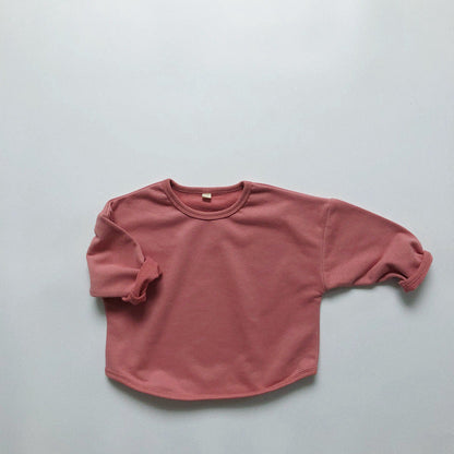 やわらかニットでさらっと快適 子ども長袖トレーナー 無地カラートップス コットンニット 80–130cm Lumisei Prime