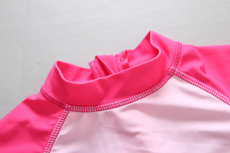 ベビー女の子 フラミンゴ柄 スイムロンパース ラッシュガード一体型 前開きジップ サンハット付き ライトピンク