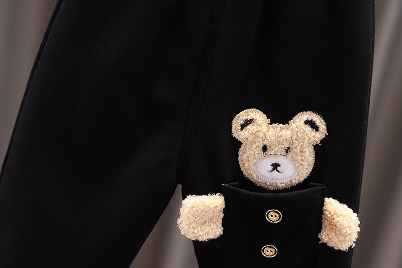 秋冬用ベージュカラーのベビーフリースコーデセット
