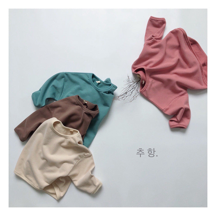 やわらかニットでさらっと快適 子ども長袖トレーナー 無地カラートップス コットンニット 80–130cm Lumisei Prime