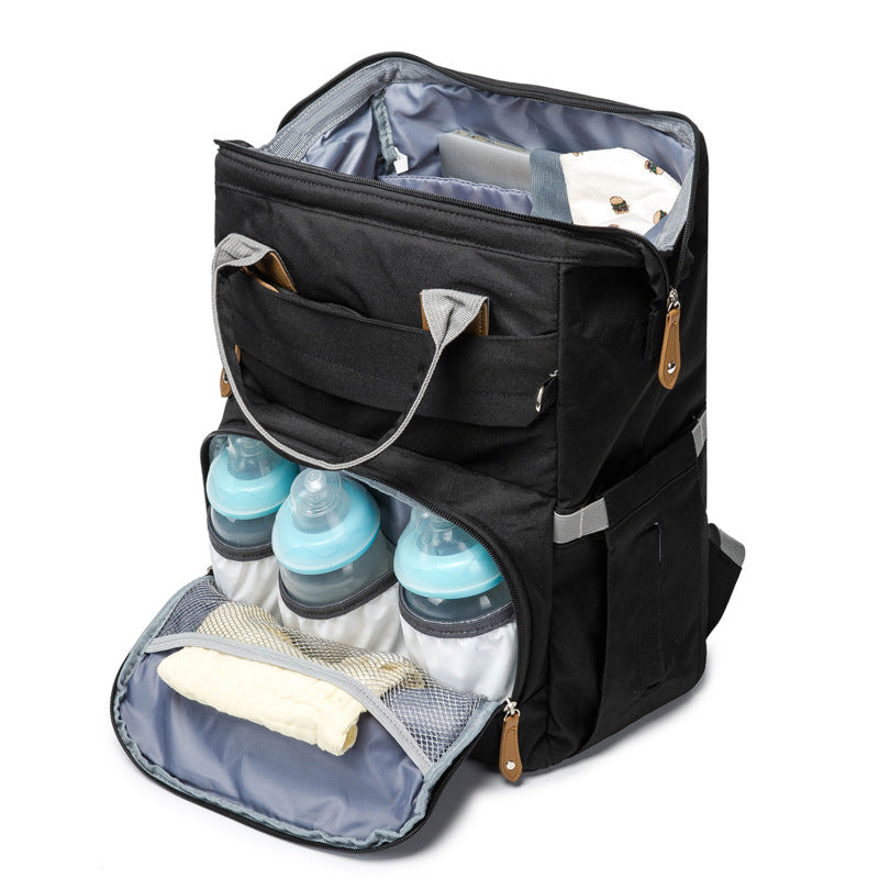 おむつバッグとして使える｜折りたたみベビーベッド一体型マザーズリュック 防水オックスフォード 41×29×19cm