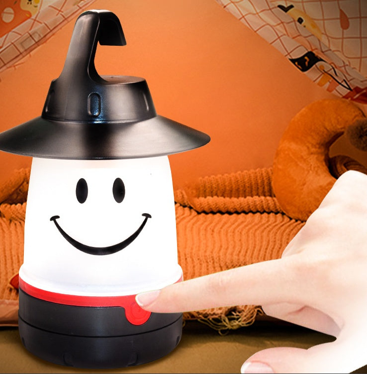 スマイルLEDランタン ブラック ベッドサイド ナイトライト 使用シーン
