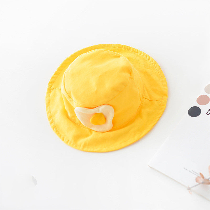 ふんわり軽やかで夏も快適 赤ちゃん三角ロンパース たまごモチーフ水玉デザイン コットン混 紐付きハットセット 66〜90cm