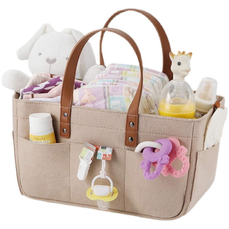 【ベビーカー用吊り下げ収納】おむつ収納オーガナイザー 自立OK 多ポケット 不織布素材 シンプル設計