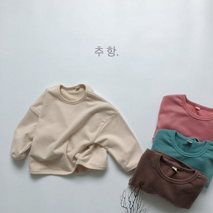 やわらかニットでさらっと快適 子ども長袖トレーナー 無地カラートップス コットンニット 80–130cm Lumisei Prime