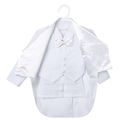 白シャツと黒トップスを重ね着風にコーデした男の子フォーマルウェア
