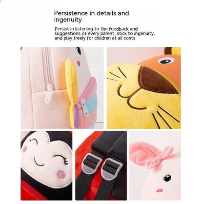 【約165g・1〜6歳】ぬいぐるみ素材の幼稚園リュック 27×24×7cm｜刺繍アニマルで毎日の通園が軽やかに整う