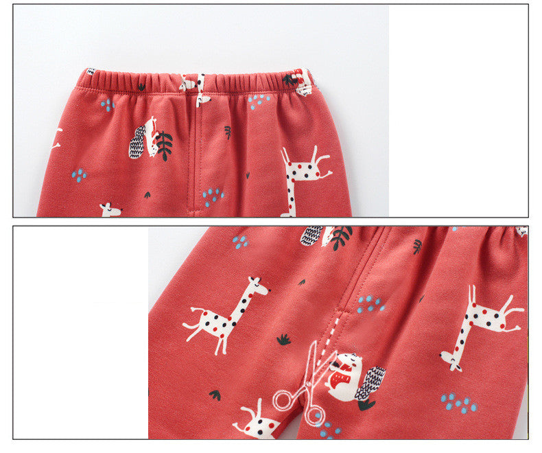 ふわふわ裏起毛で冬もあたたかい 赤ちゃん・子ども用上下セット 動物プリント ポリエステル 80〜100cm Lumisei Prime