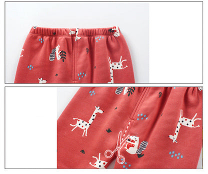 ふわふわ裏起毛で冬もあたたかい 赤ちゃん・子ども用上下セット 動物プリント ポリエステル 80〜100cm Lumisei Prime