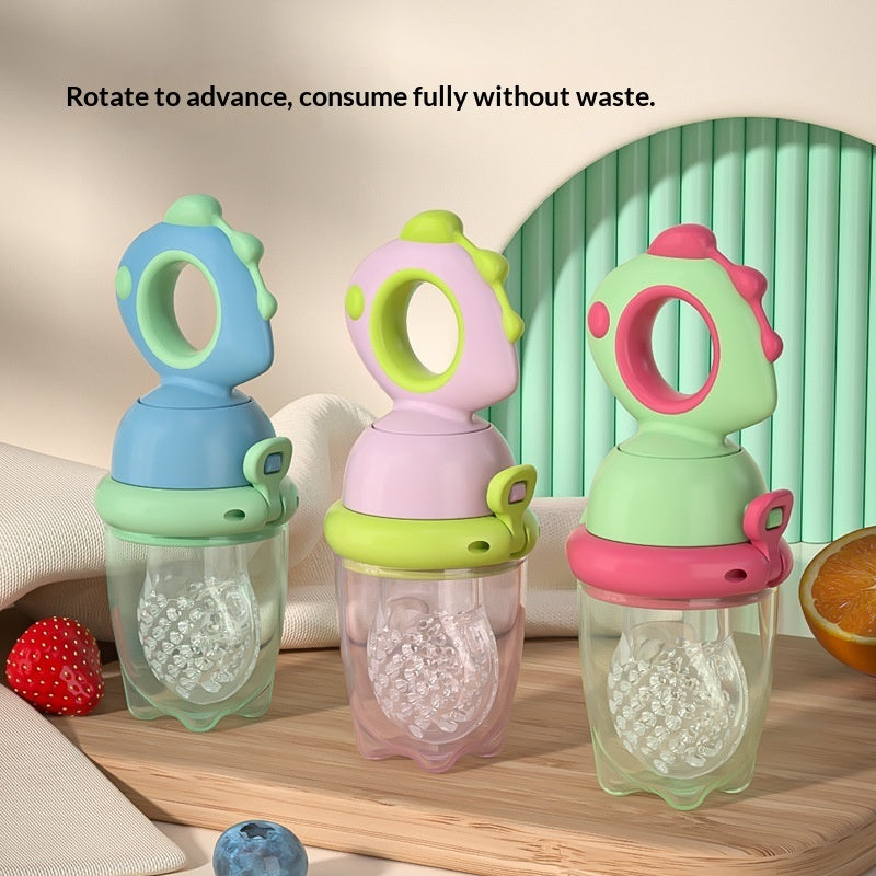 離乳食期の安心・快適 回転プッシュ式フルーツフィーダー ベビー用フードチューブ こぼれにくい設計 PPボディ＋やわらか口当たり S/M/Lニップル対応