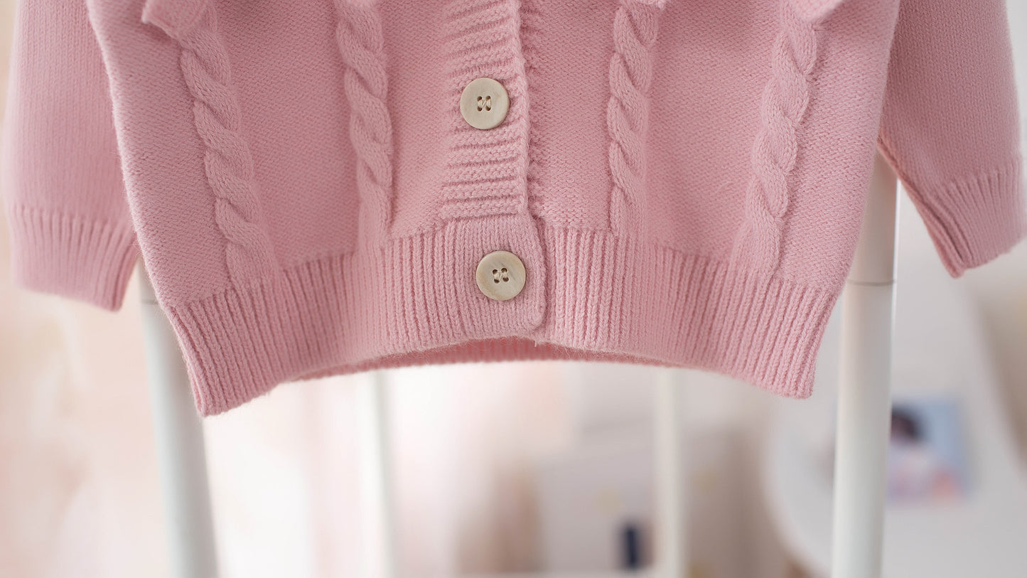 韓国風デザインのVネックカーディガン 女の子用
