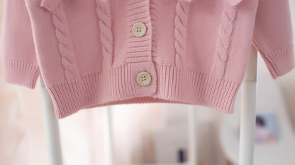 韓国風デザインのVネックカーディガン 女の子用
