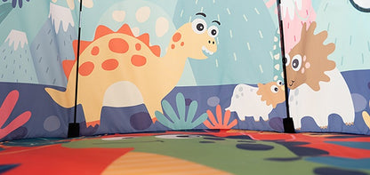 内側にもイラストが描かれた恐竜プレイテント 内部ビュー
