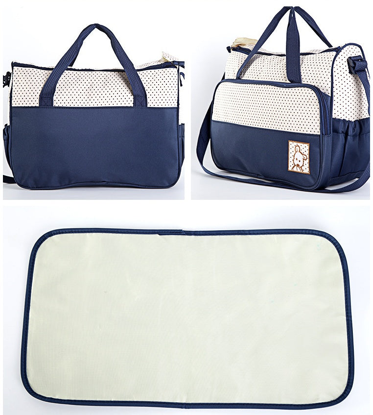 ママバッグに最適｜防水オックスフォード 大容量マザーズバッグ5点セット（ショルダー対応）