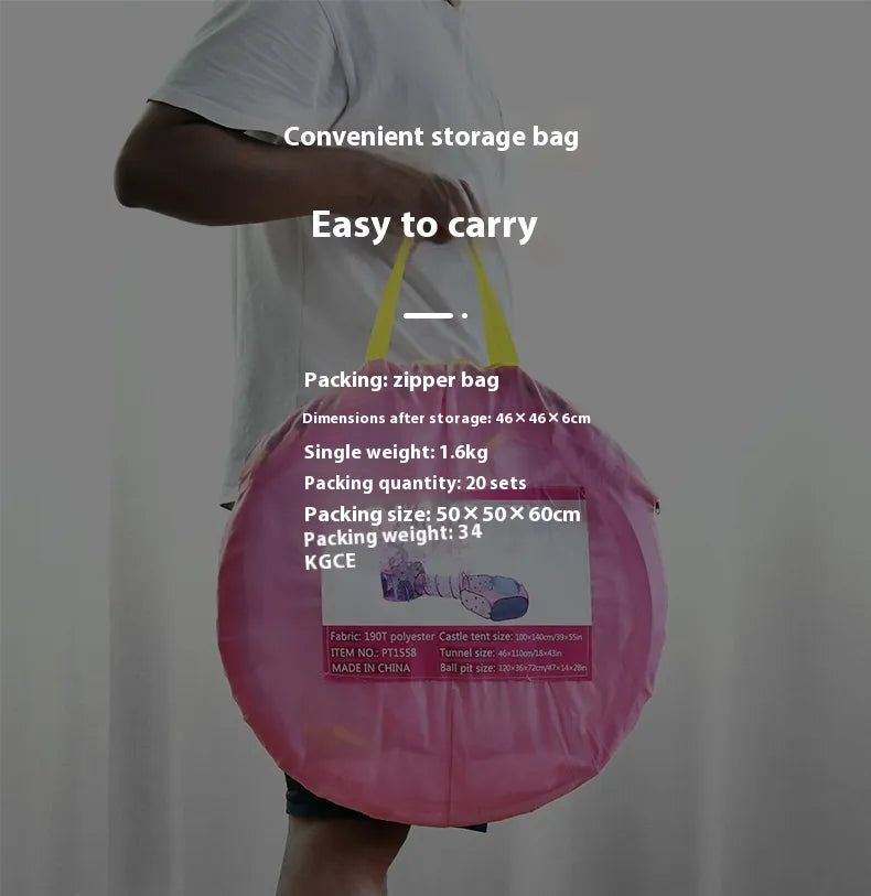 収納バッグ ピンク 持ち運びイメージ ショルダーハンドル付き（テキスト入り）
