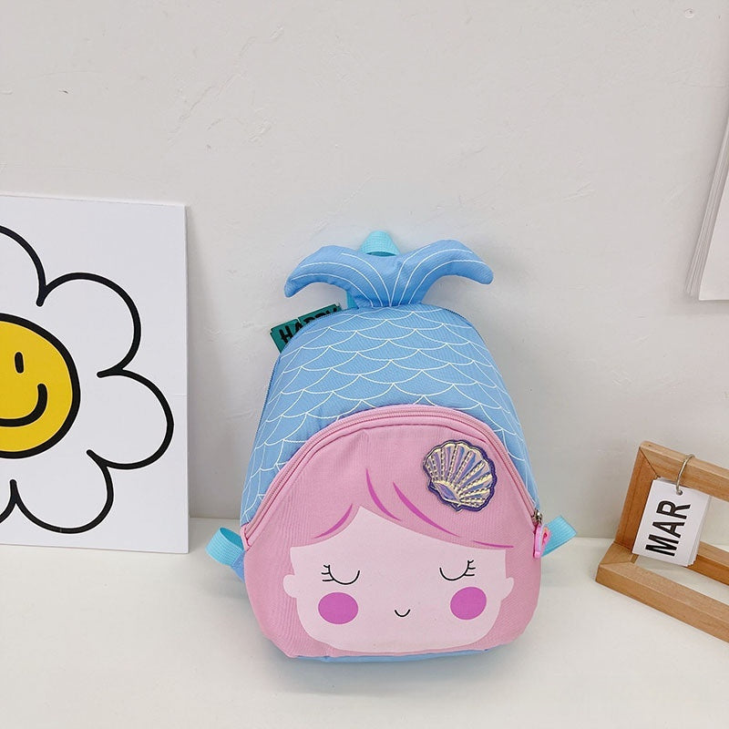 キッズ マーメイド柄 ミニリュック ナイロン素材 23×25×8cm 刺繍ワンポイント 4カラー