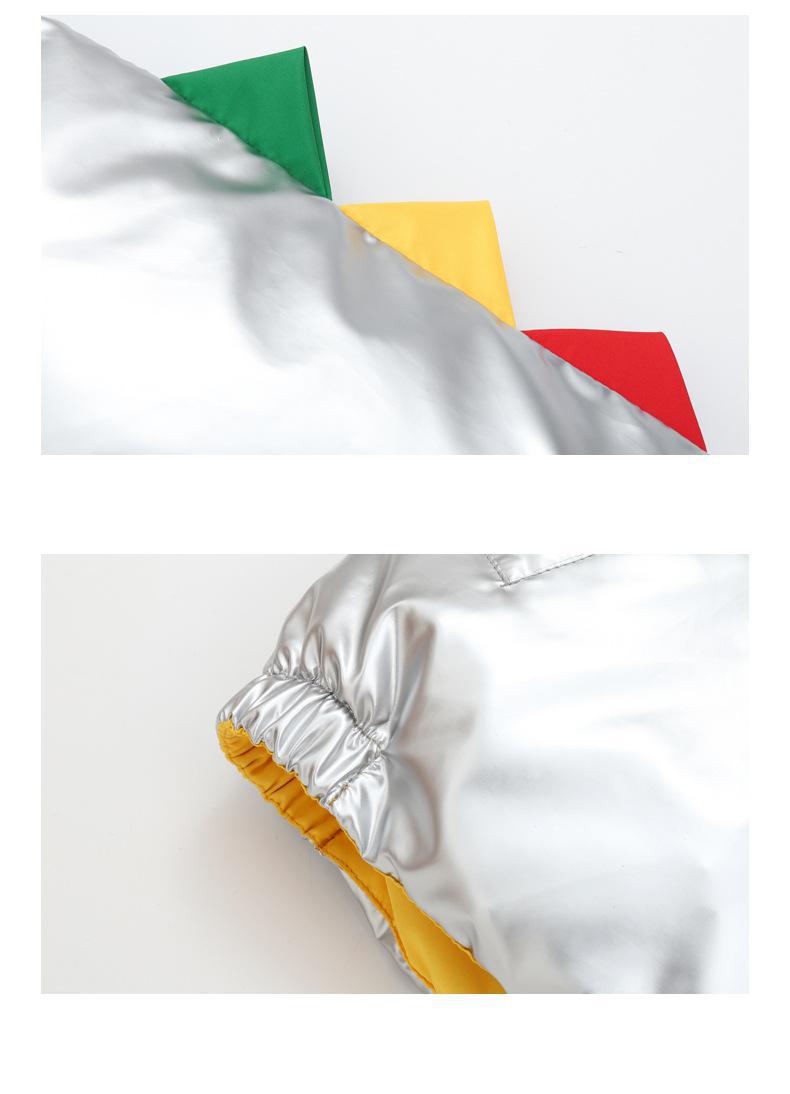 あったか恐竜モチーフで冬のおでかけが楽しくなる 男の子フード付き中綿ジャケット カートゥーン恐竜プリント 厚手 ポリエステル中綿 90~130cm