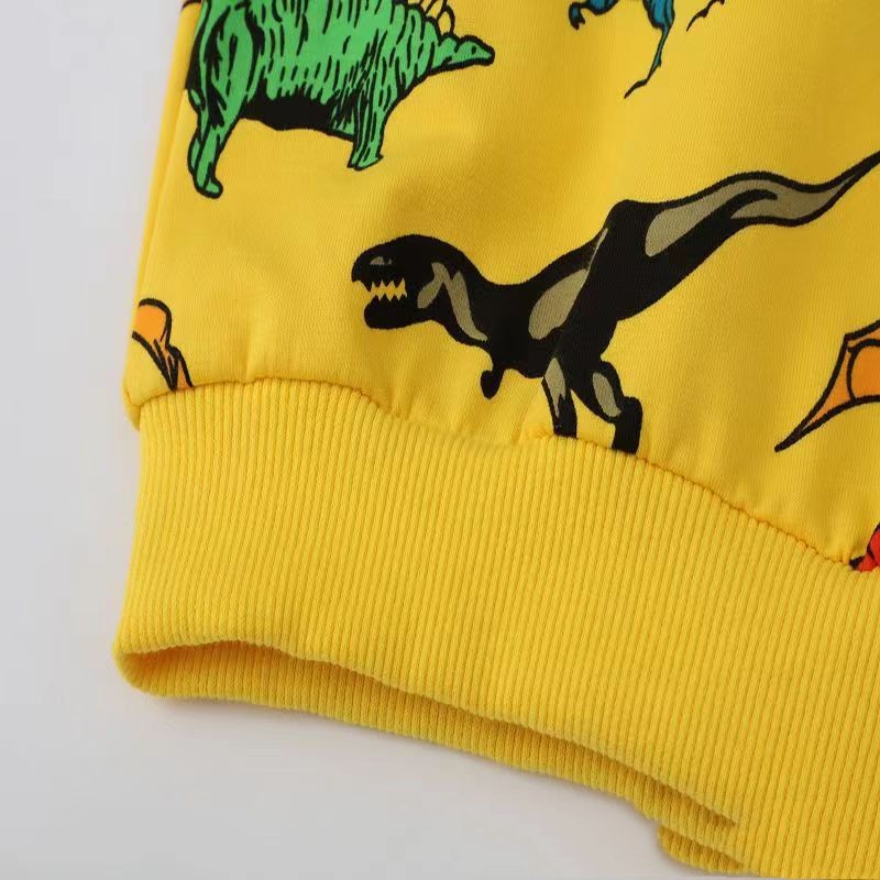 元気に遊べるやさしい肌ざわり 子ども長袖トレーナー カートゥーン恐竜プリント コットン 90〜140cm