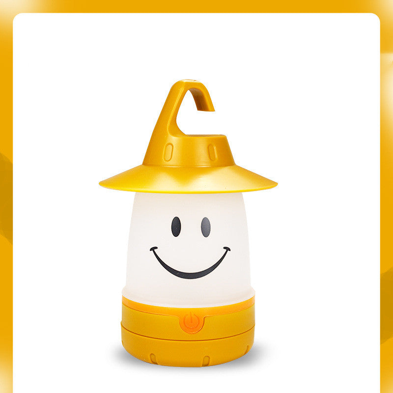スマイルLEDランタン イエロー 単体 取っ手付き 置き型ライト
