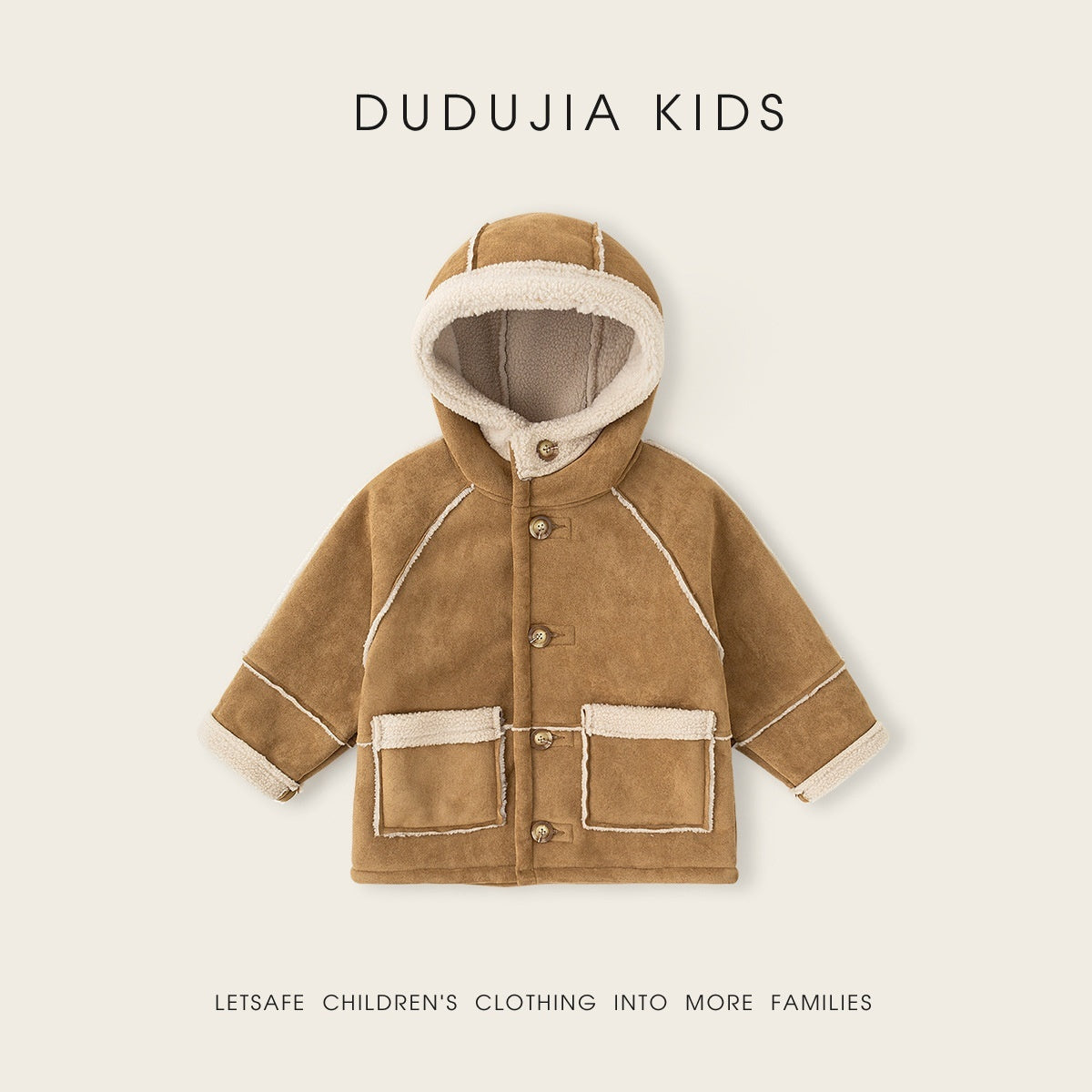 ふんわりボアで冬のおでかけもあったか 女の子フード付きコート テリークロス風ポリエステル 80–130cm