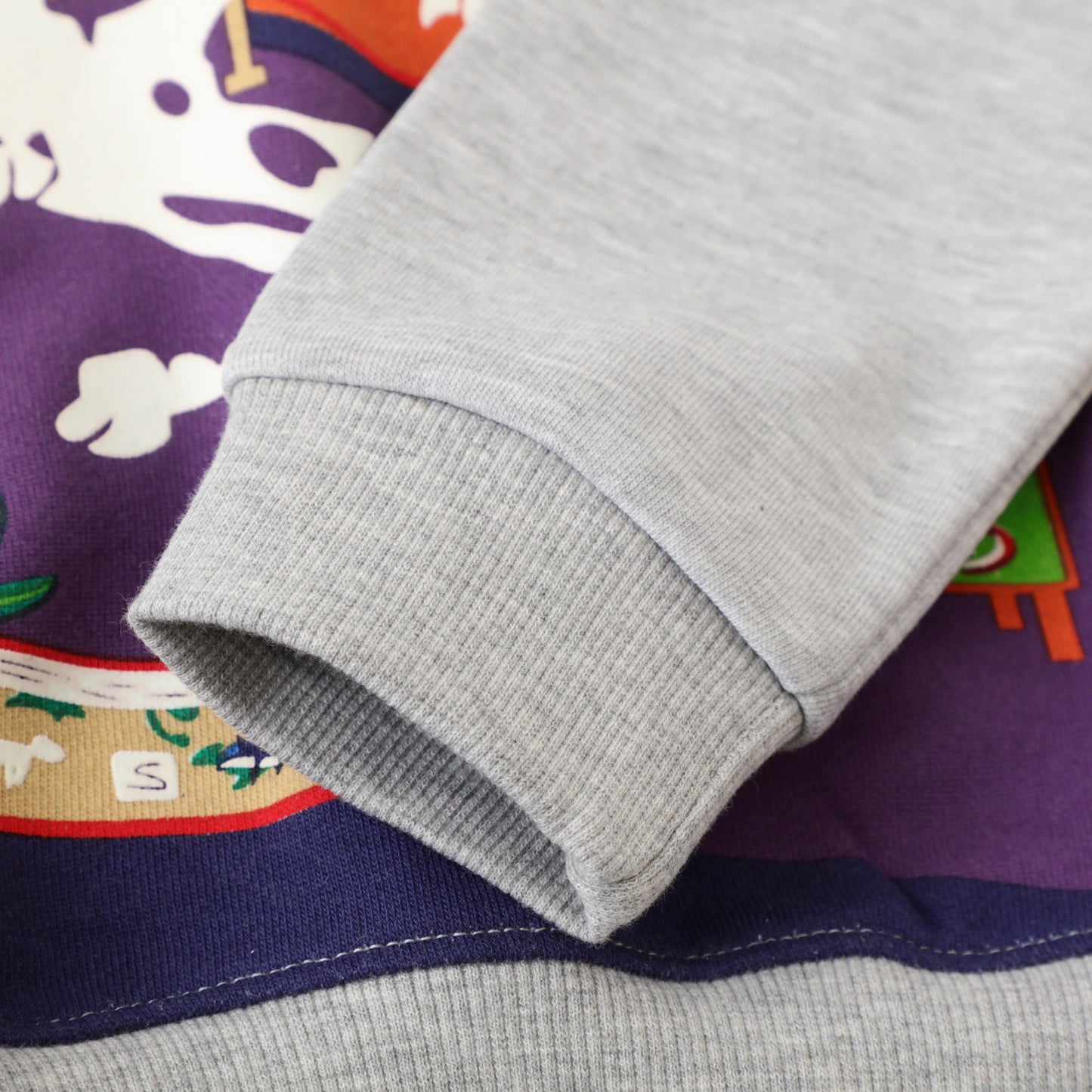 恐竜ミュージアム風プリントが映える 子ども長袖トレーナー クルーネック プルオーバー コットン×テリー素材 グレー 85〜130cm