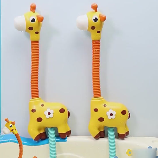 電動キリンシャワーお風呂おもちゃ2台の設置イメージ
