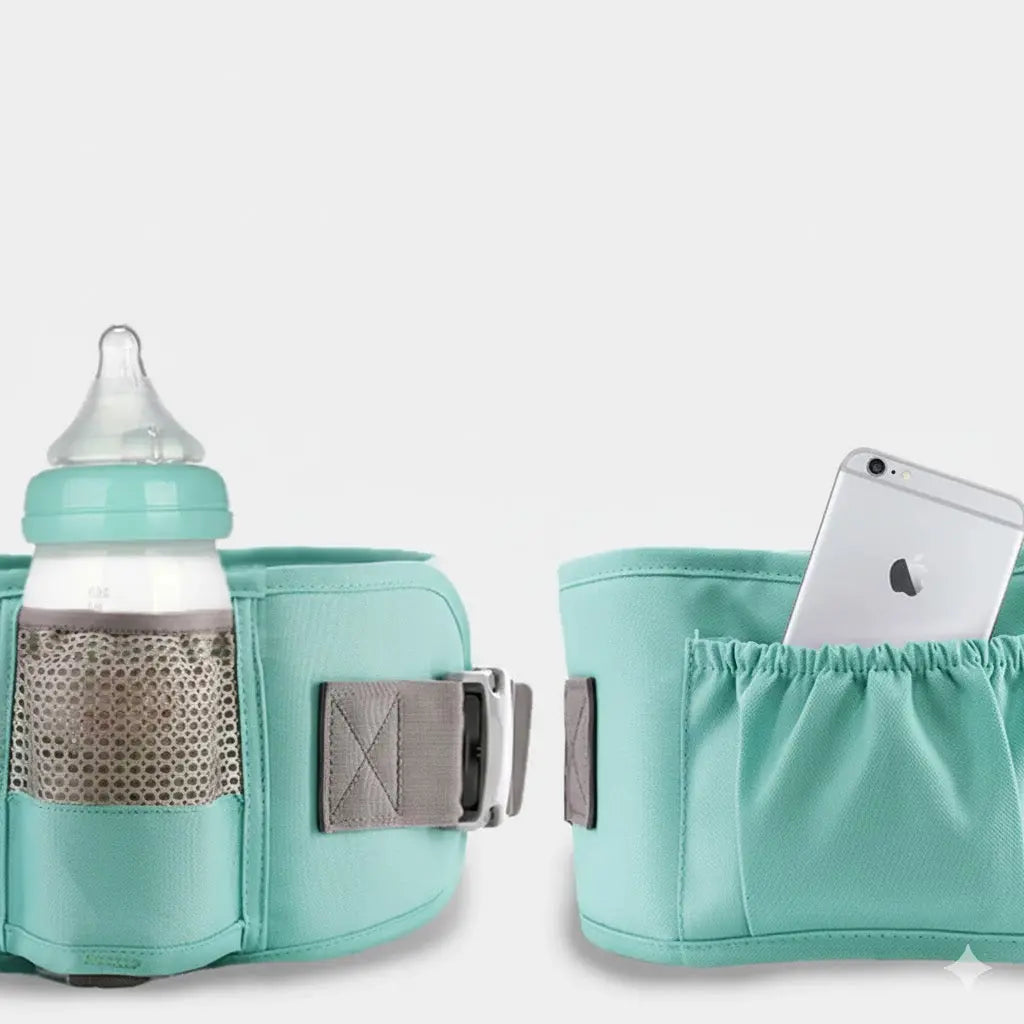 新生児を抱くベビーキャリアの使用例